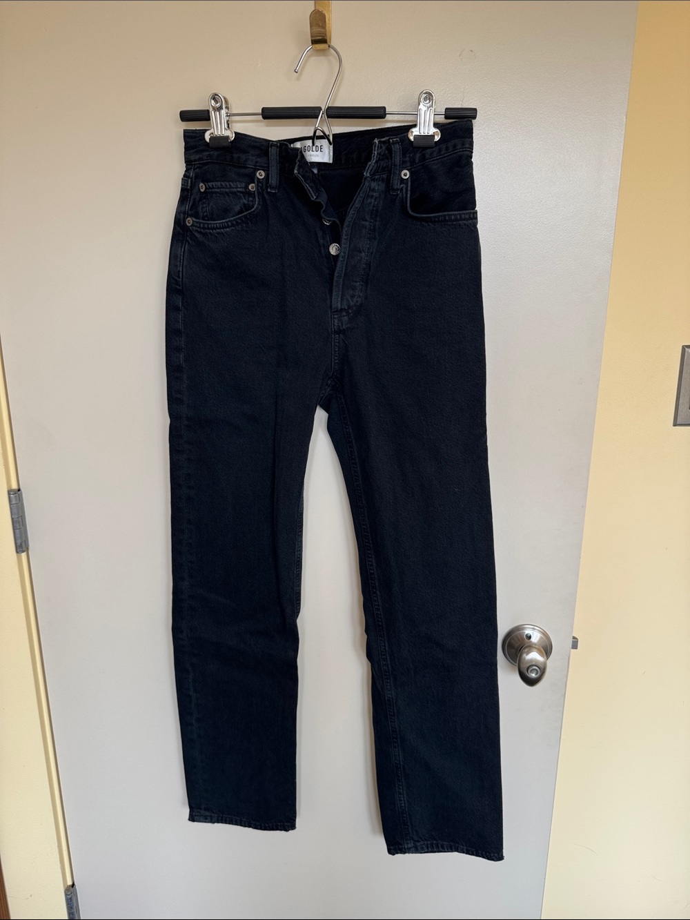 Agolde washed black straight leg jeans